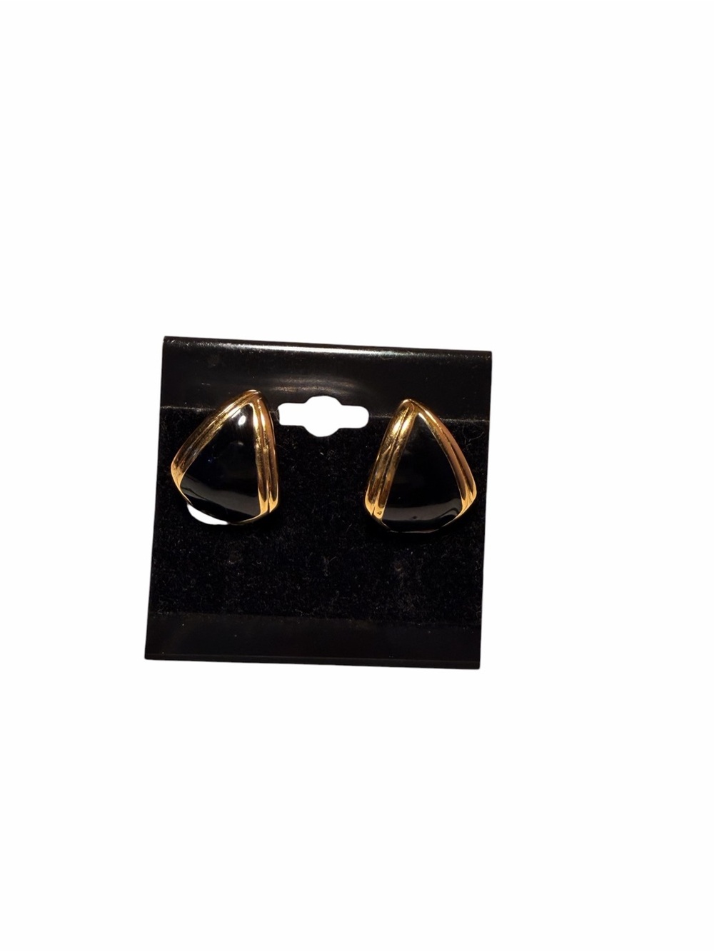 Gold and Black Teardrop Clip-On Earrings - Women Jewelry